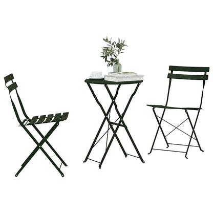 Klapp Bistro Set 3 pcs Dunkelgrün Stahl