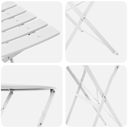 Klapp Bistro Set 3 pcs Weiß Stahl