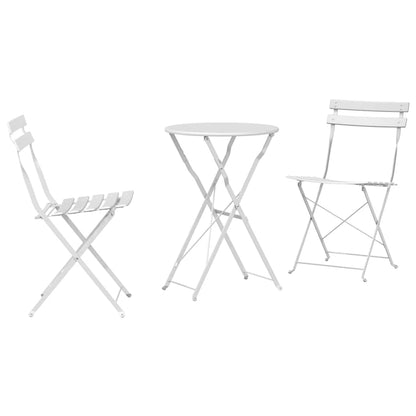 Klapp Bistro Set 3 pcs Weiß Stahl