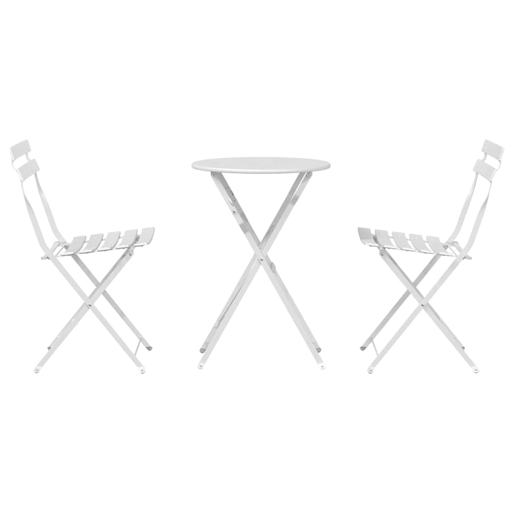 Klapp Bistro Set 3 pcs Weiß Stahl