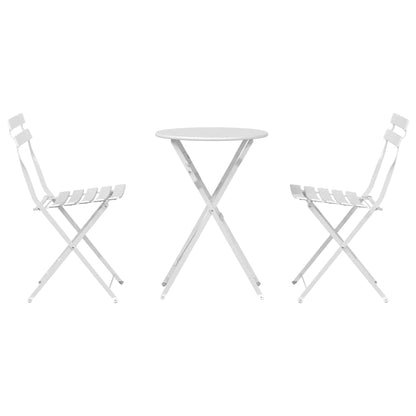 Klapp Bistro Set 3 pcs Weiß Stahl