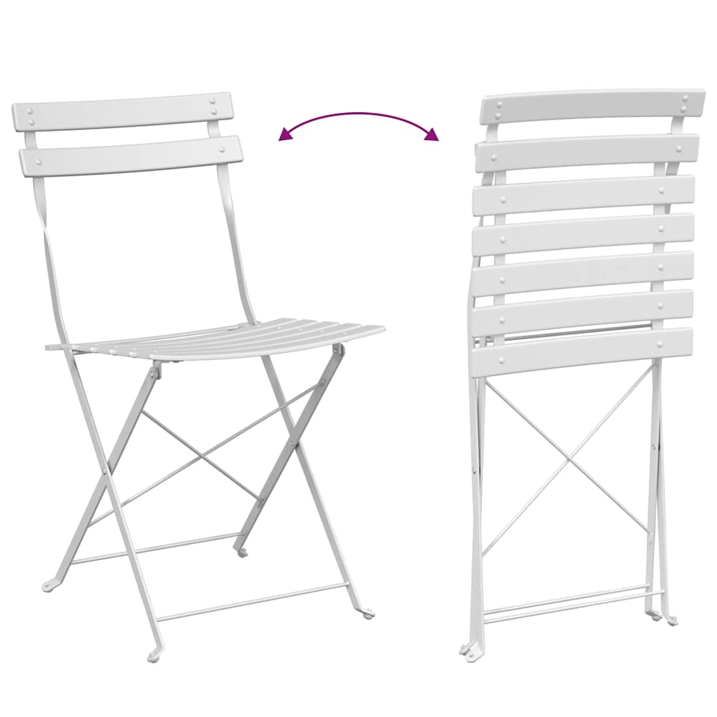 Klapp Bistro Set 3 pcs Weiß Stahl