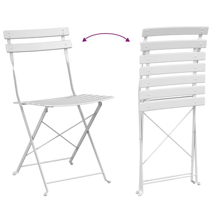 Klapp Bistro Set 3 pcs Weiß Stahl