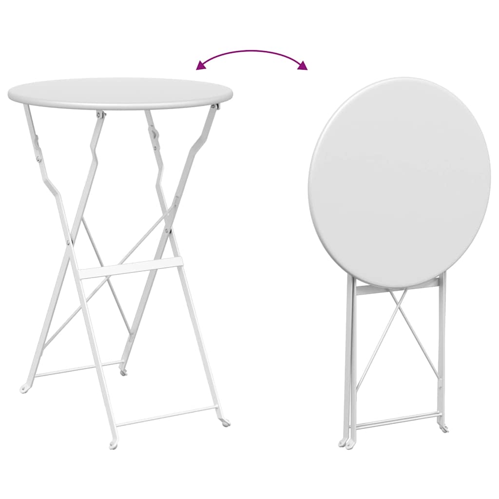 Klapp Bistro Set 3 pcs Weiß Stahl