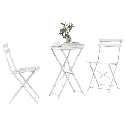 Klapp Bistro Set 3 pcs Weiß Stahl