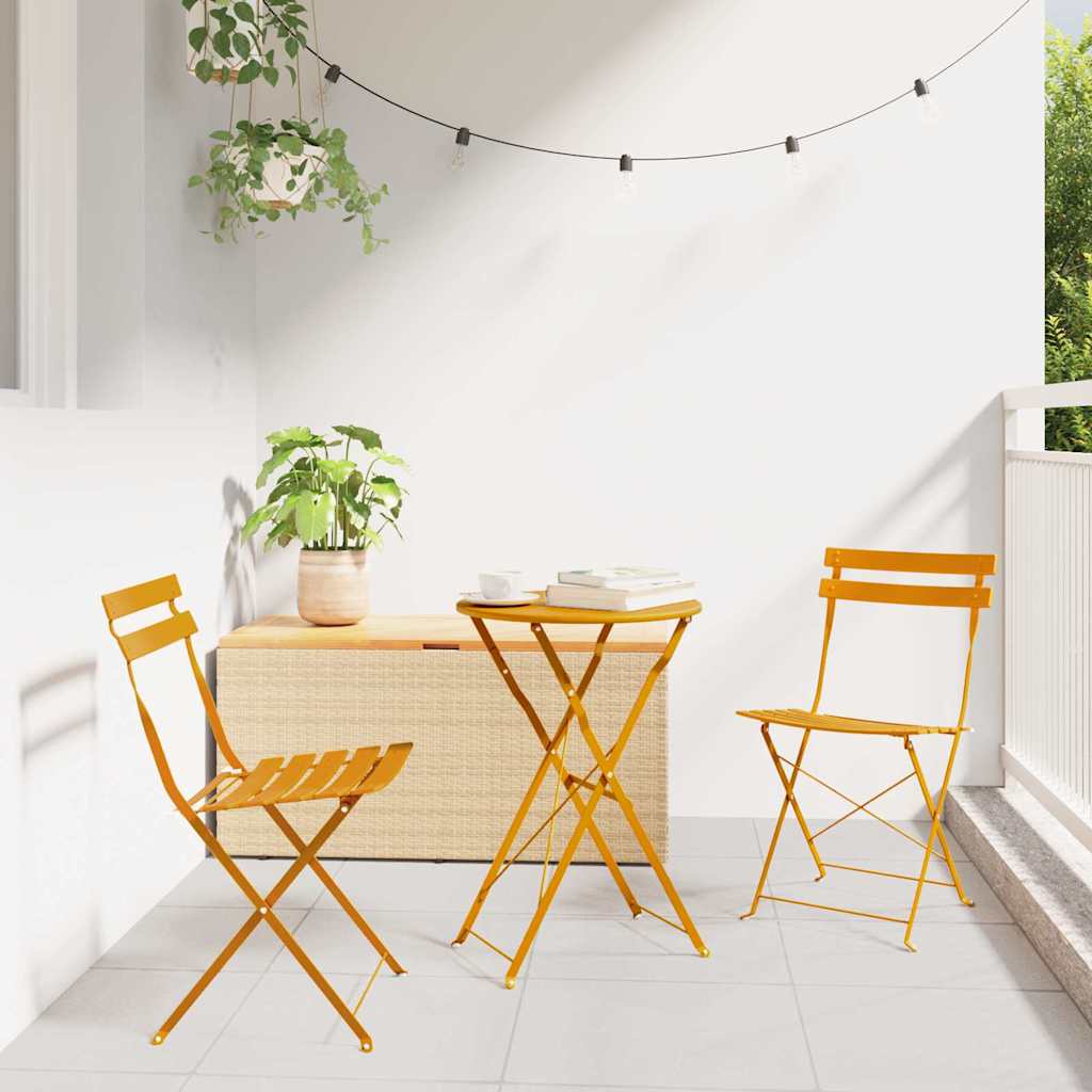Klapp Bistro Set 3 pcs Senf Stahl