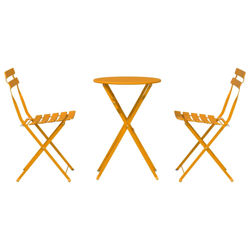 Klapp Bistro Set 3 pcs Senf Stahl