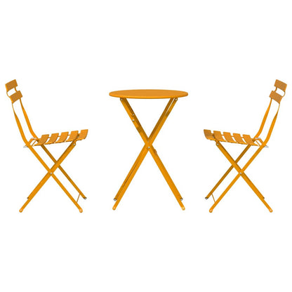 Klapp Bistro Set 3 pcs Senf Stahl