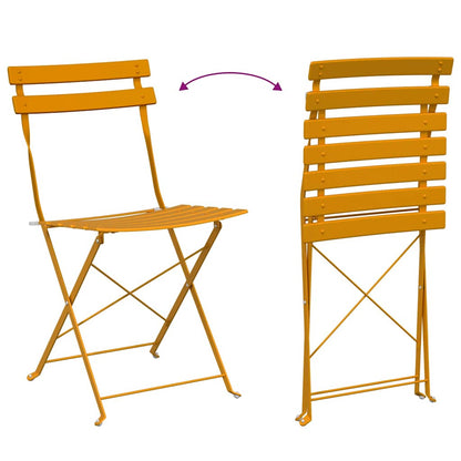 Klapp Bistro Set 3 pcs Senf Stahl