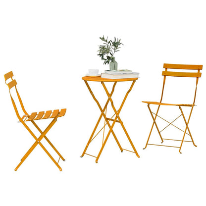 Klapp Bistro Set 3 pcs Senf Stahl