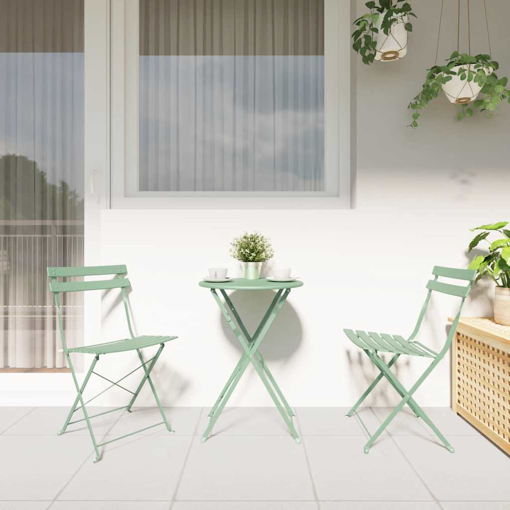 Klapp Bistro Set 3 pcs Hellmint Stahl