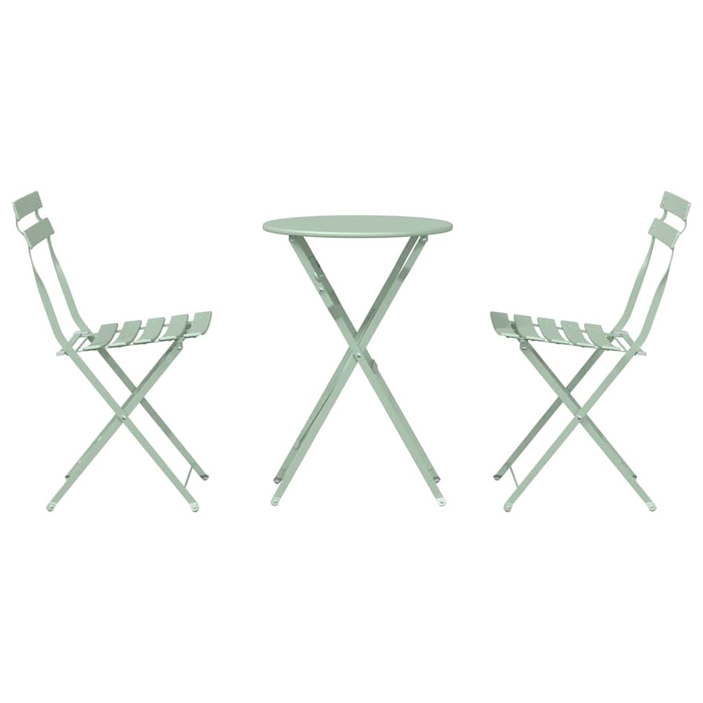 Klapp Bistro Set 3 pcs Hellmint Stahl