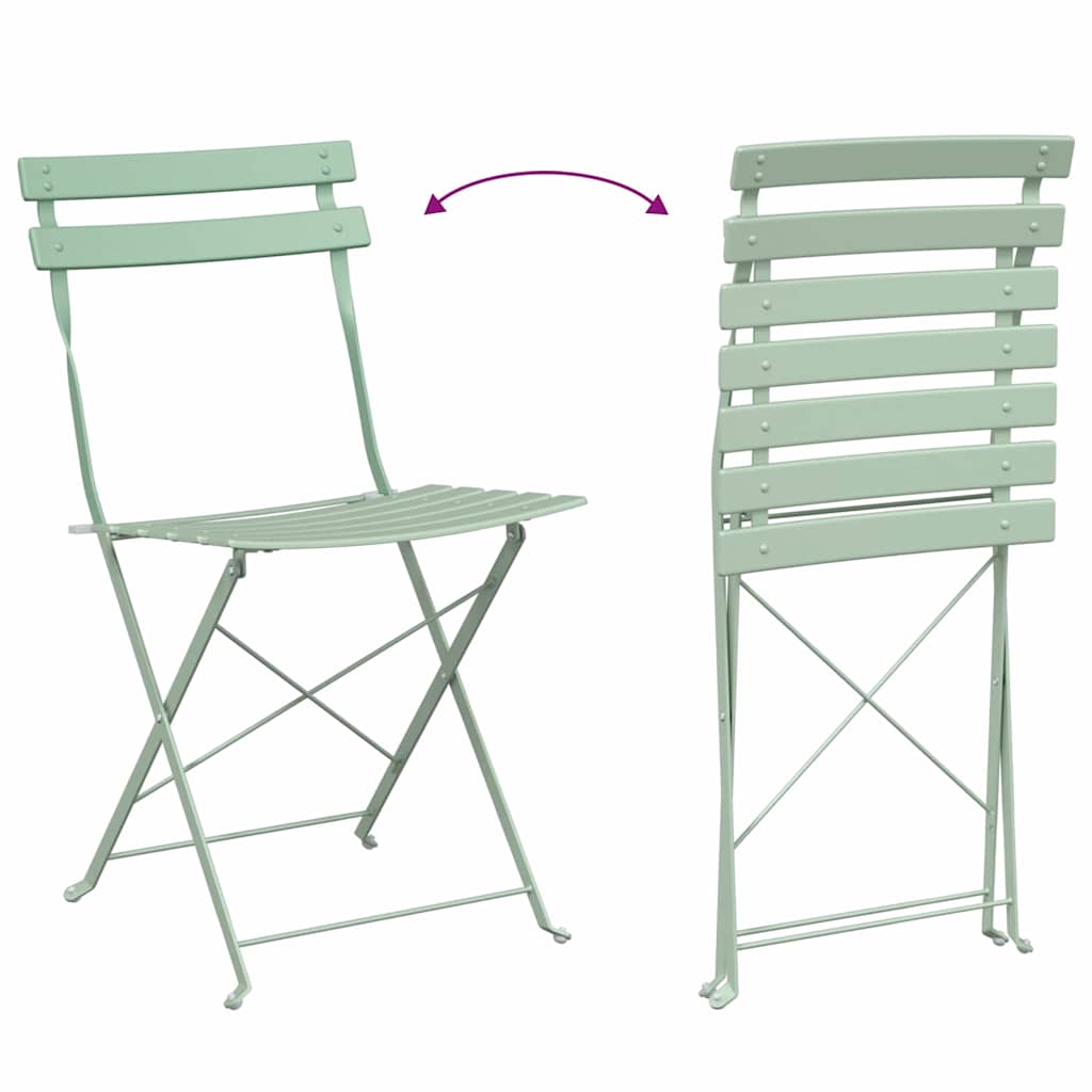 Klapp Bistro Set 3 pcs Hellmint Stahl