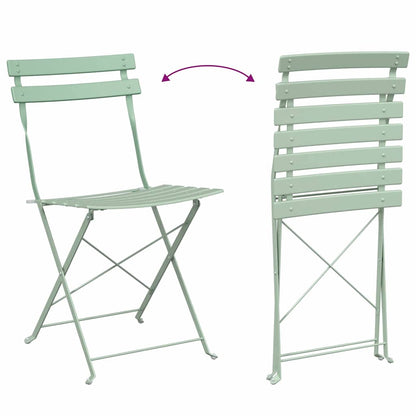 Klapp Bistro Set 3 pcs Hellmint Stahl