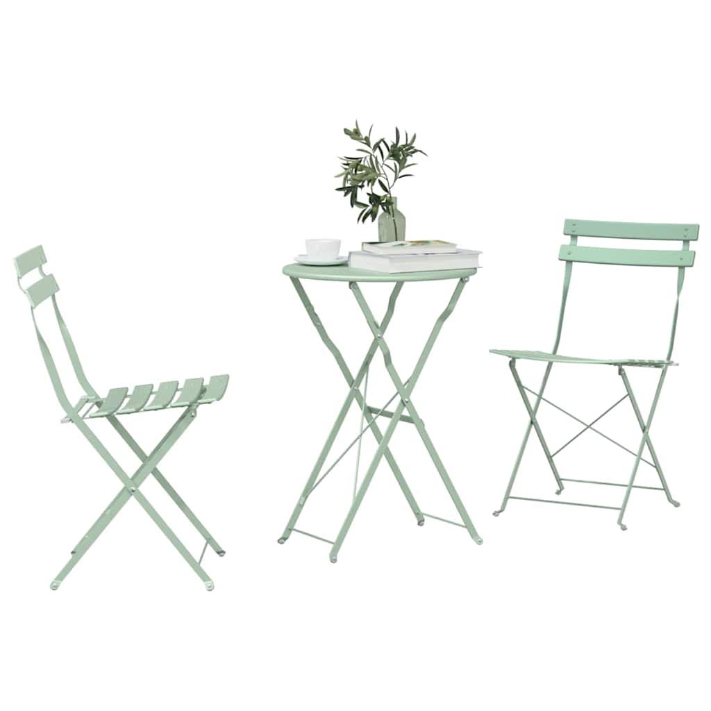 Klapp Bistro Set 3 pcs Hellmint Stahl