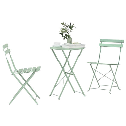 Klapp Bistro Set 3 pcs Hellmint Stahl