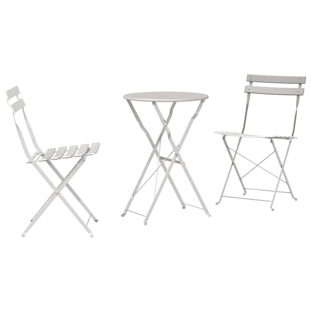 Klapp Bistro Set 3 pcs Beige Stahl