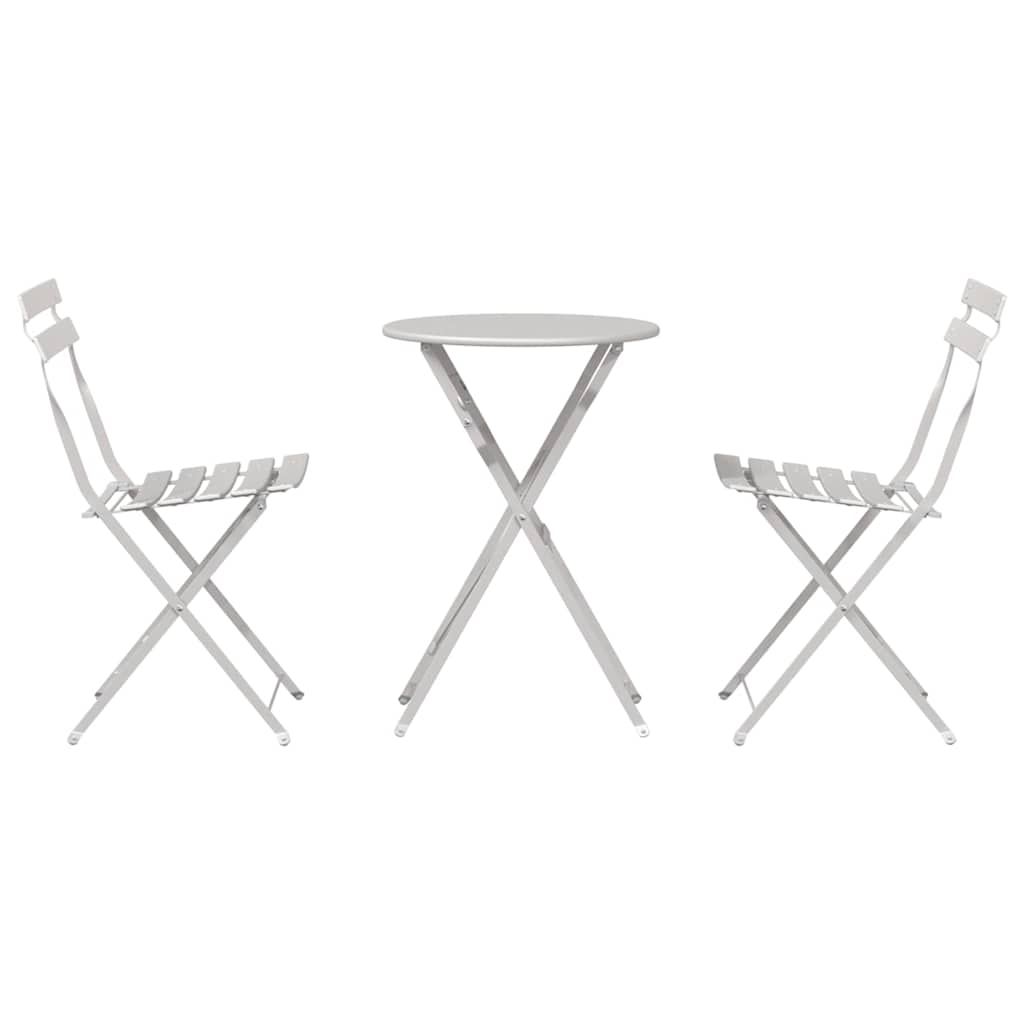 Klapp Bistro Set 3 pcs Beige Stahl
