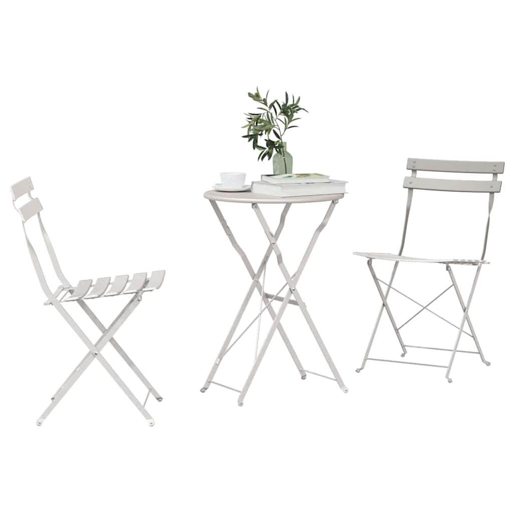 Klapp Bistro Set 3 pcs Beige Stahl