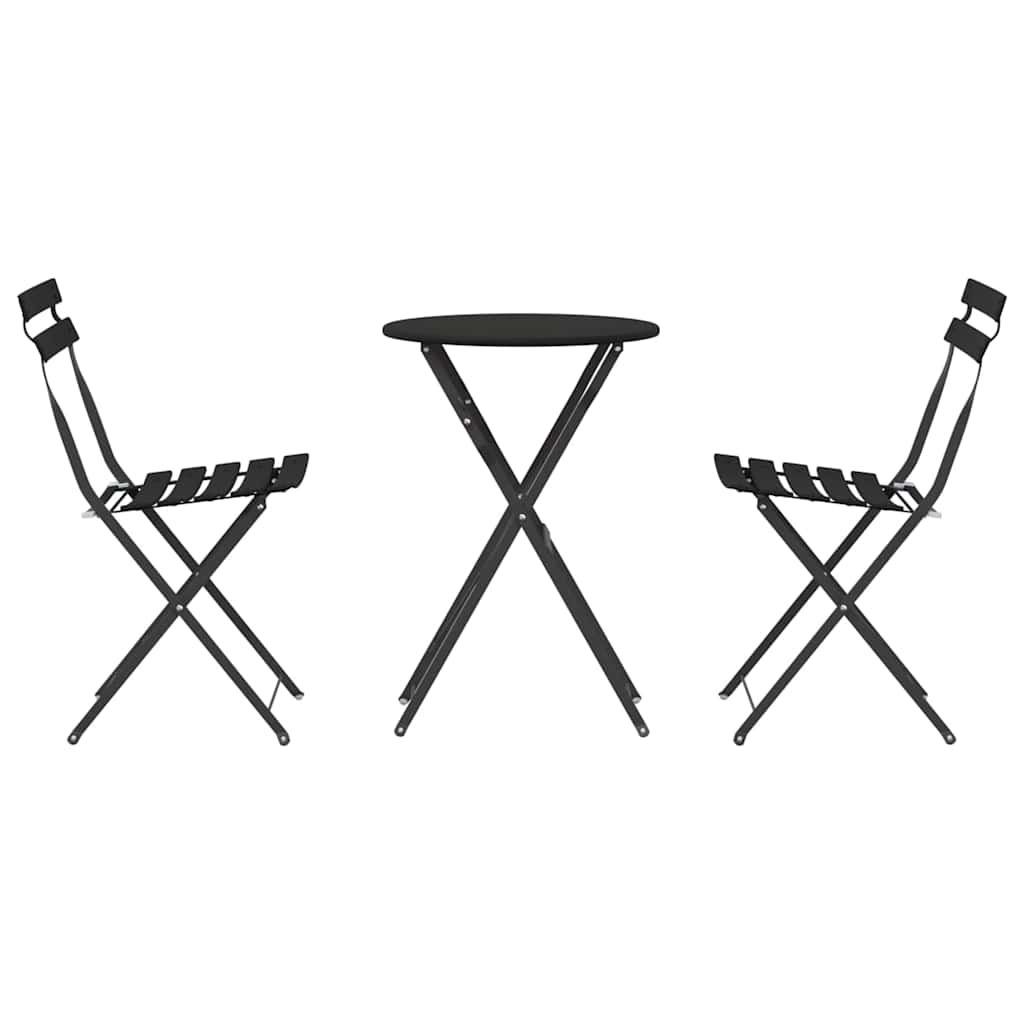 Klapp Bistro Set 3 pcs Anthrazit Stahl