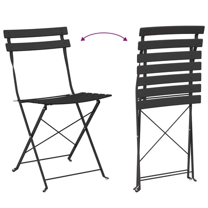 Klapp Bistro Set 3 pcs Anthrazit Stahl