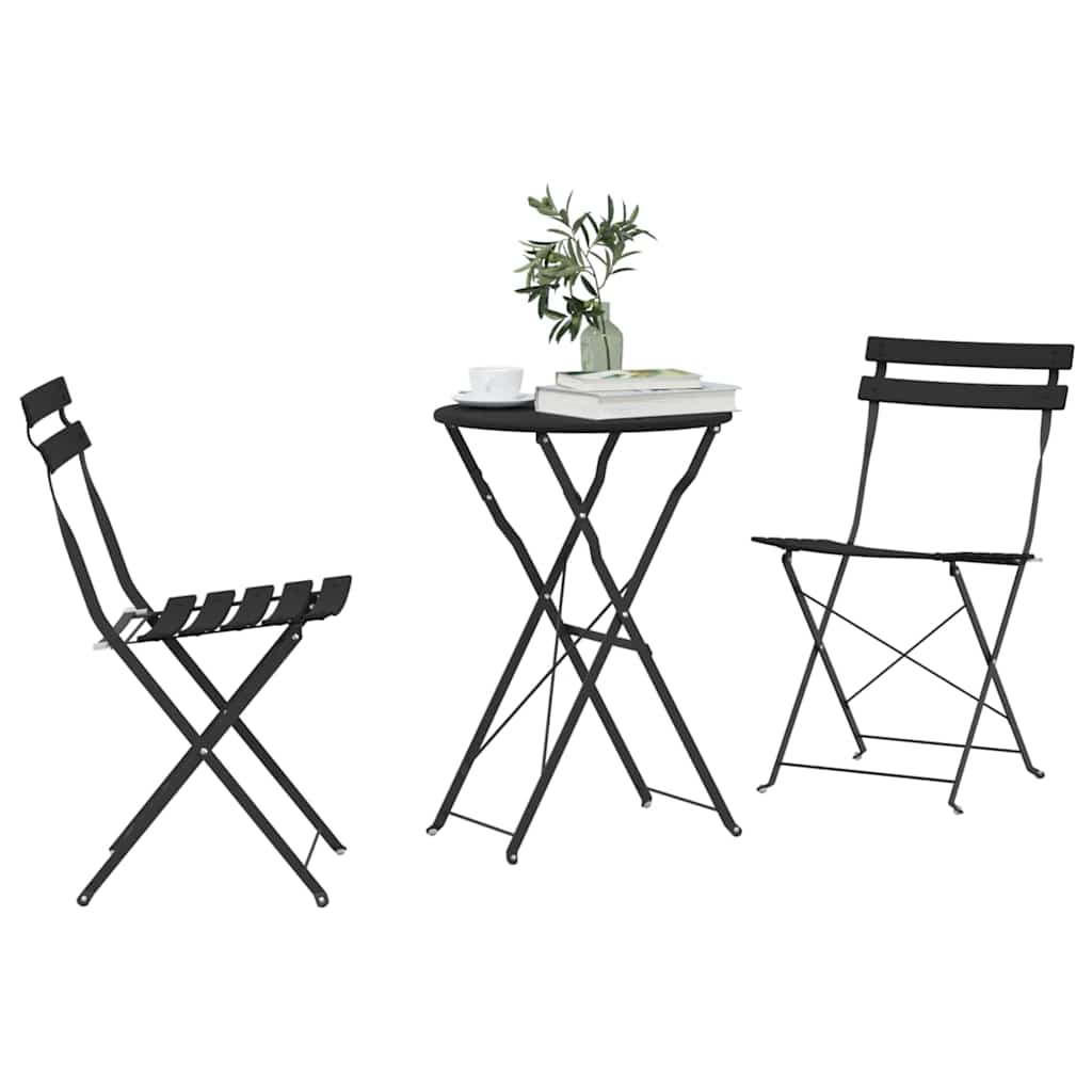 Klapp Bistro Set 3 pcs Anthrazit Stahl