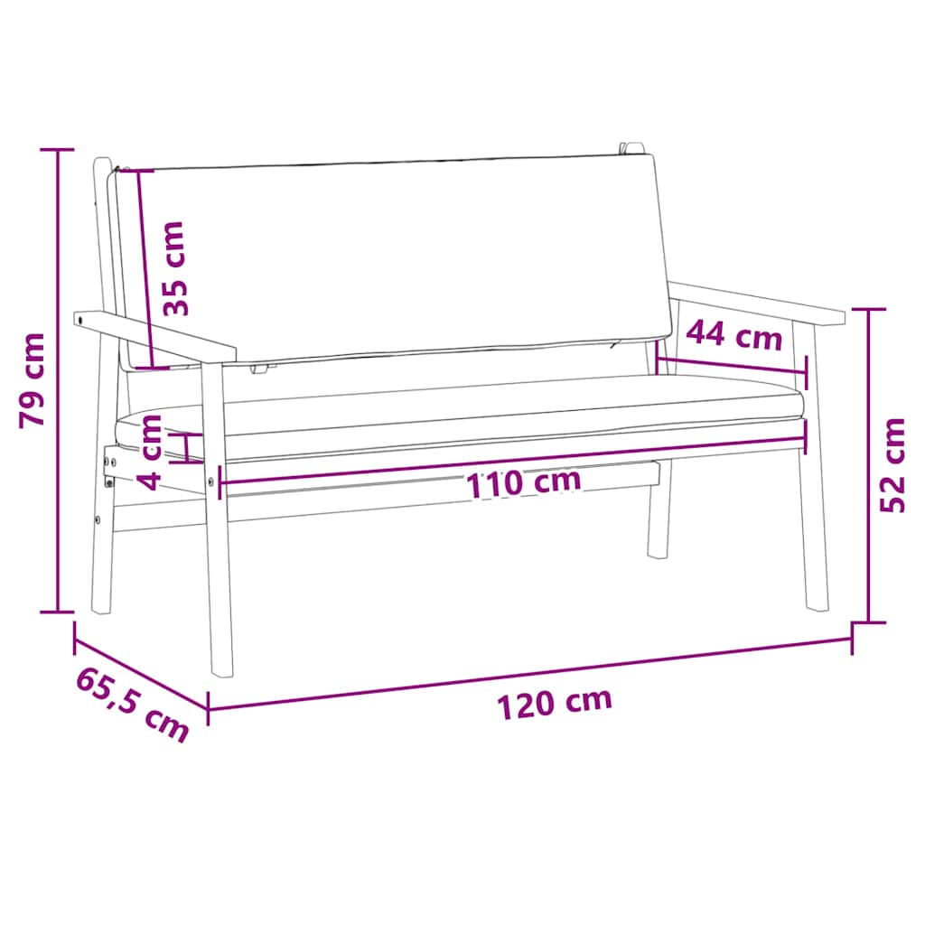 Gartenbank mit Kissen Braun Massivholz Akazie