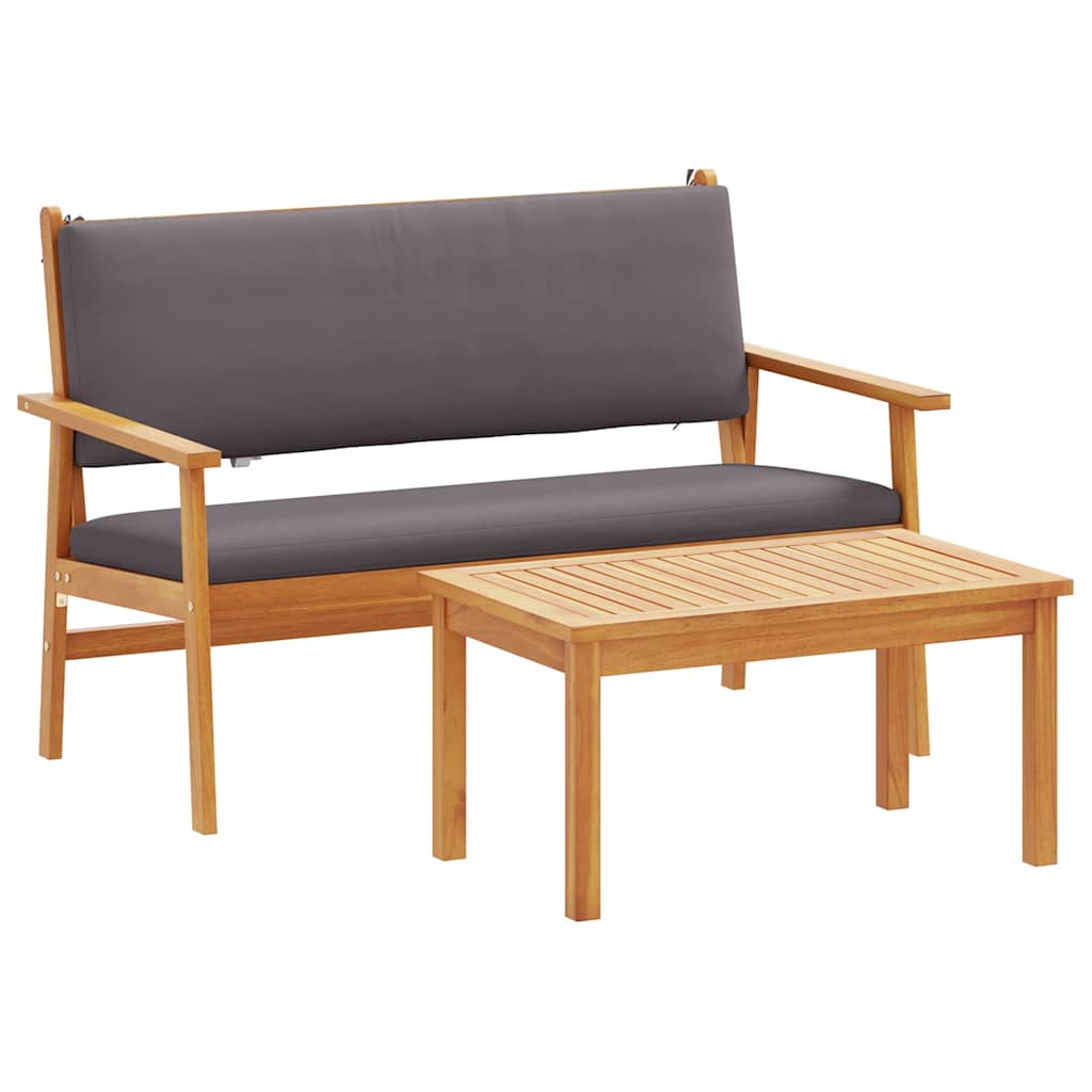 Garten-Sofa-Set mit Kissen 2 pcs Braun Massivholz Akazie