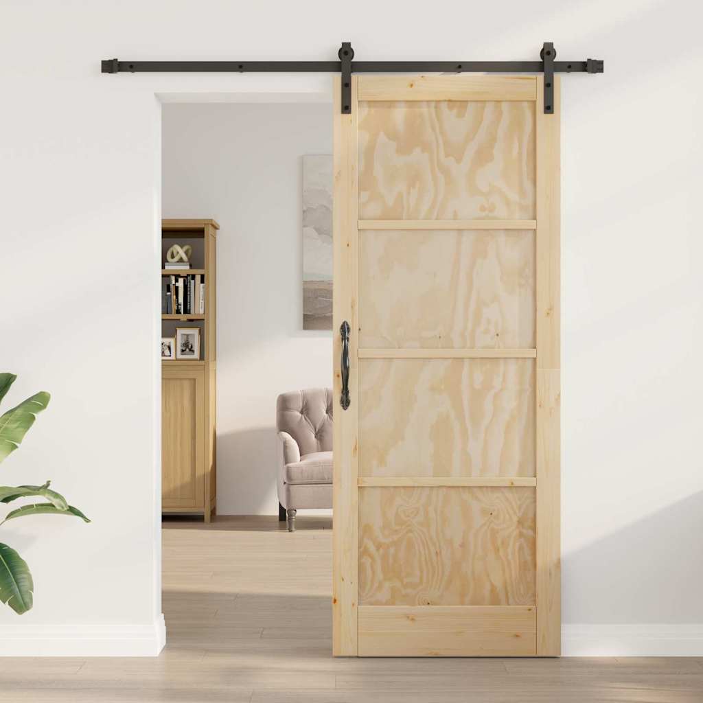 Schiebetür Natur und Schwarz 83 x 211 cm