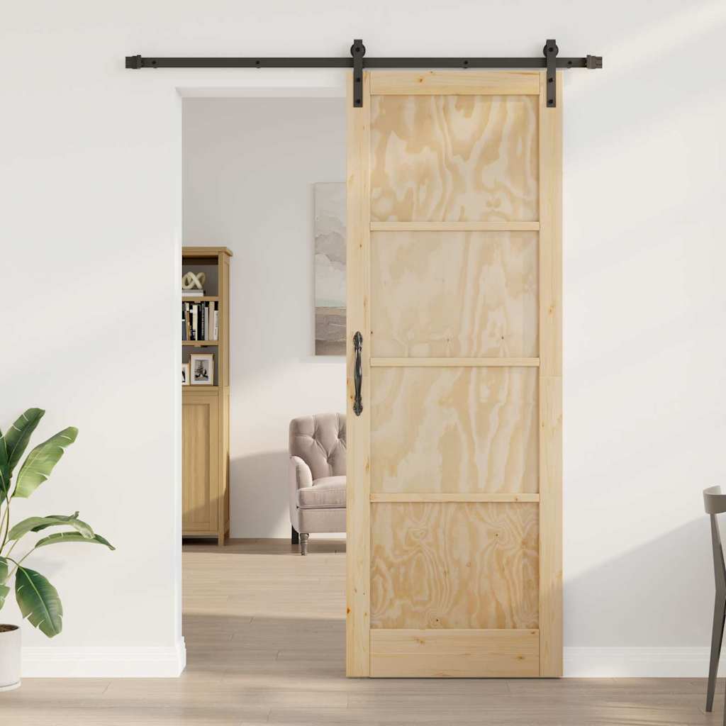 Schiebetür Natur und Schwarz 83 x 232 cm