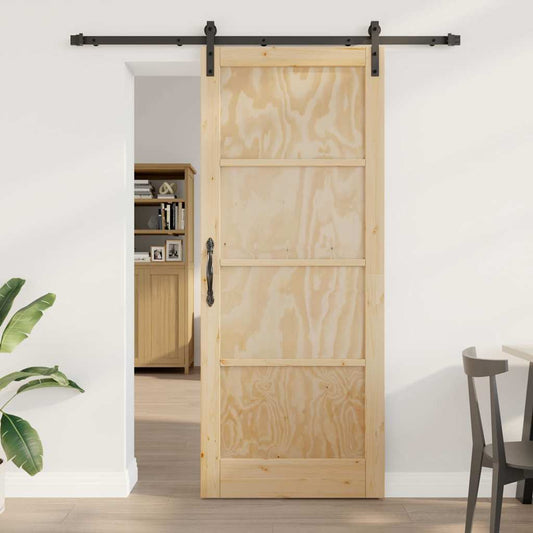 Schiebetür Natur und Schwarz 86 x 211 cm