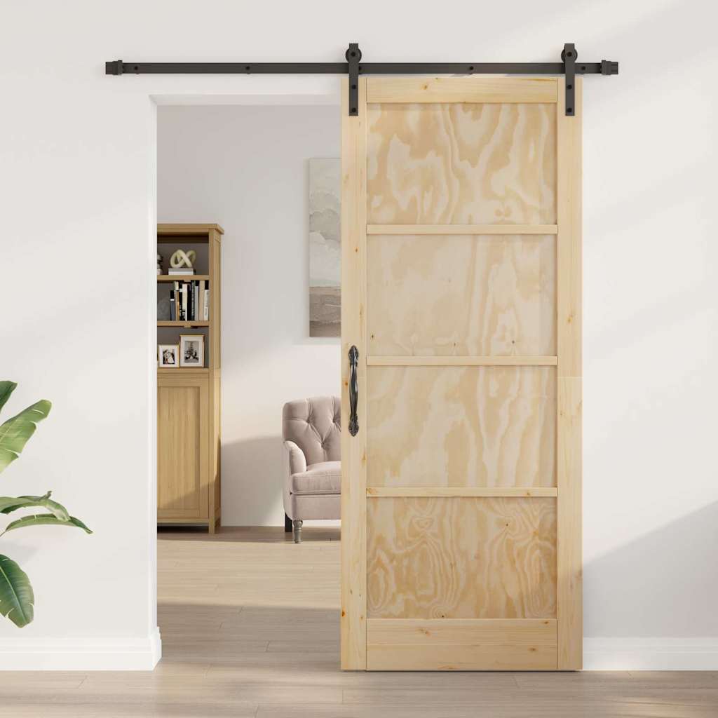Schiebetür Natur und Schwarz 86 x 211 cm
