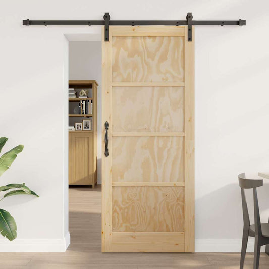 Schiebetür Natur und Schwarz 83 x 202 cm