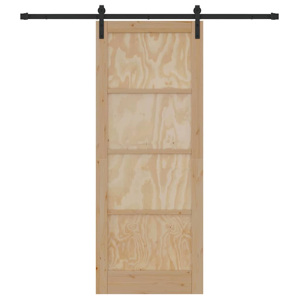Schiebetür Natur und Schwarz 83 x 211 cm