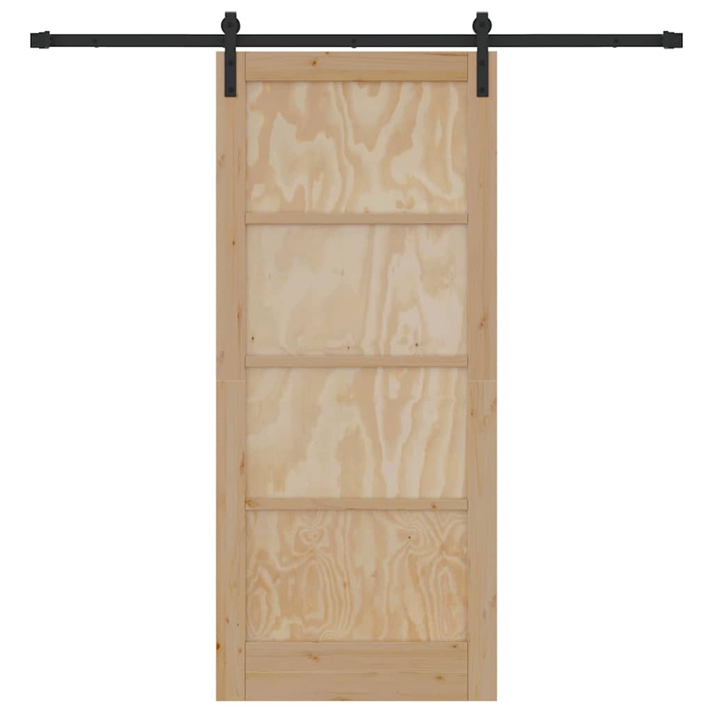 Schiebetür Natur und Schwarz 86 x 198,5 cm