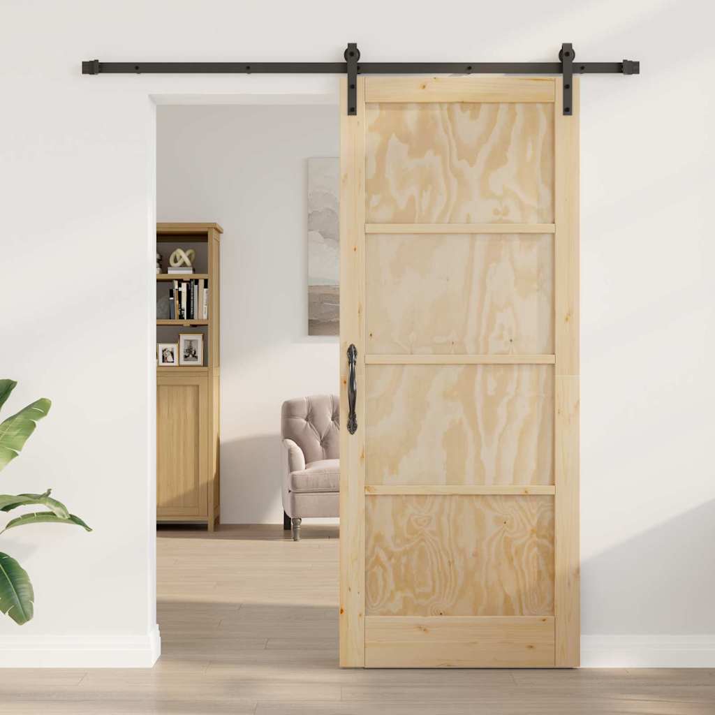 Schiebetür Natur und Schwarz 86 x 211 cm