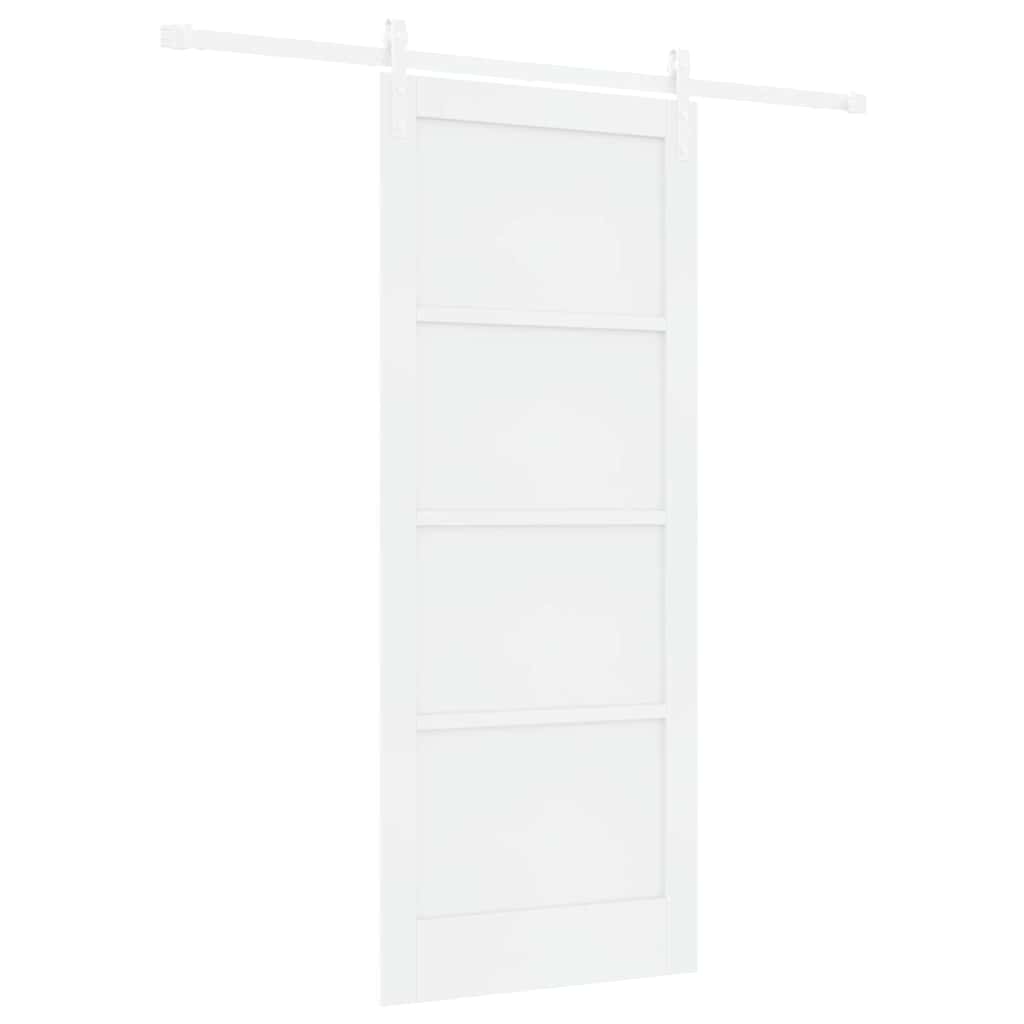 Schiebetür Weiß 83 x 202 cm Massives Kiefernholz und Stahl