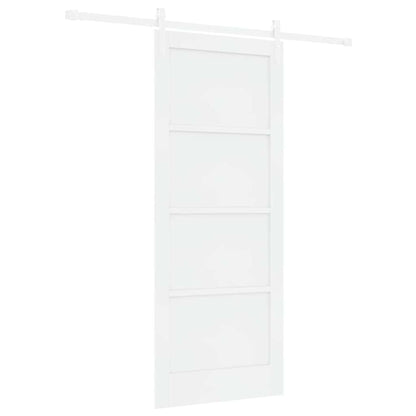 Schiebetür Weiß 83 x 202 cm Massives Kiefernholz und Stahl