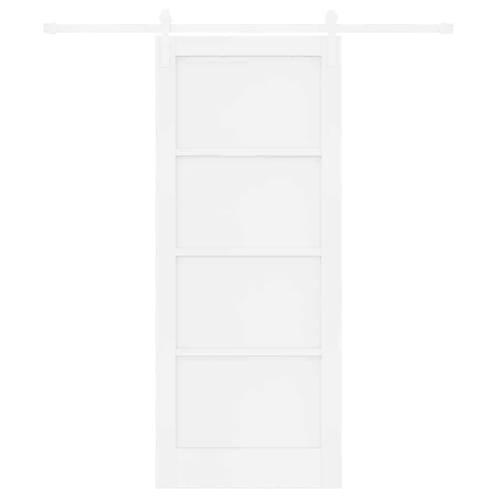 Schiebetür Weiß 83 x 202 cm Massives Kiefernholz und Stahl