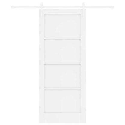 Schiebetür Weiß 83 x 202 cm Massives Kiefernholz und Stahl