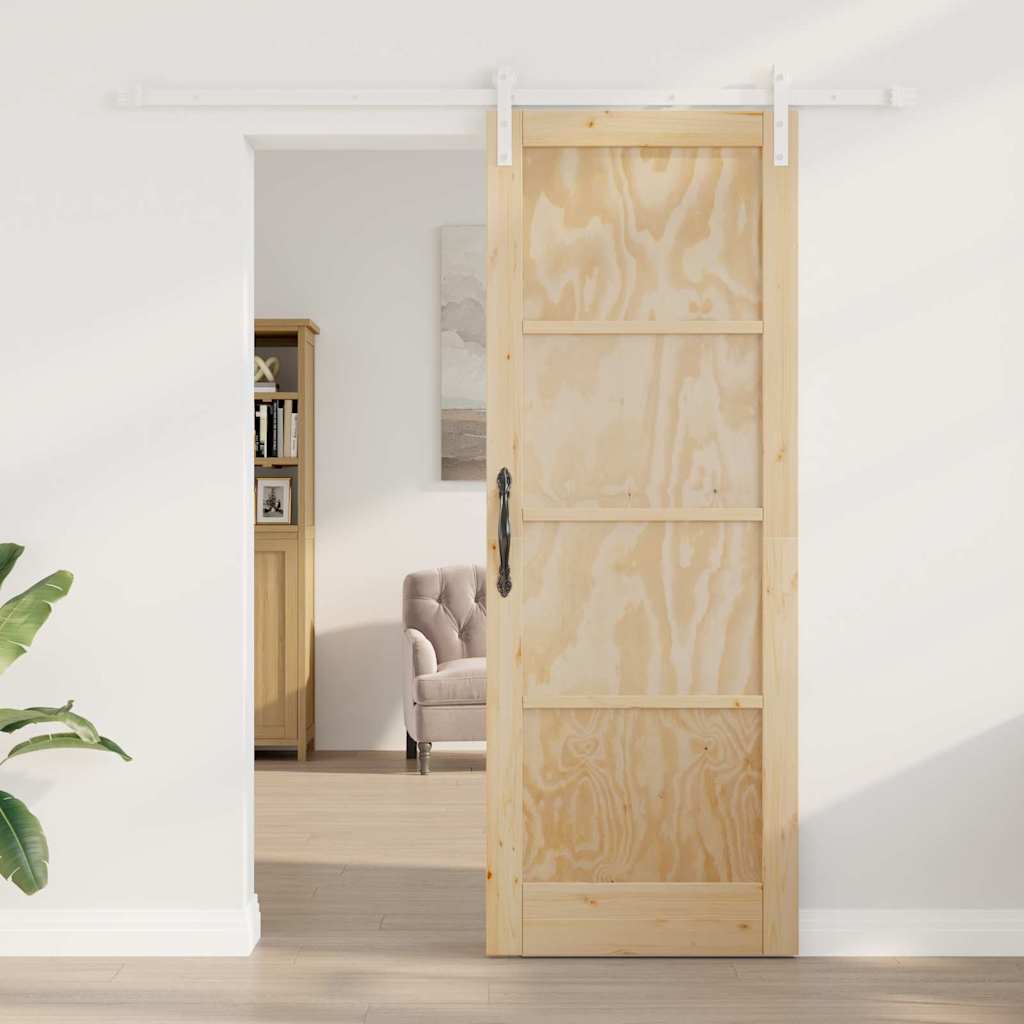 Schiebetür Manuell Natur und Weiß 78 x 211 cm