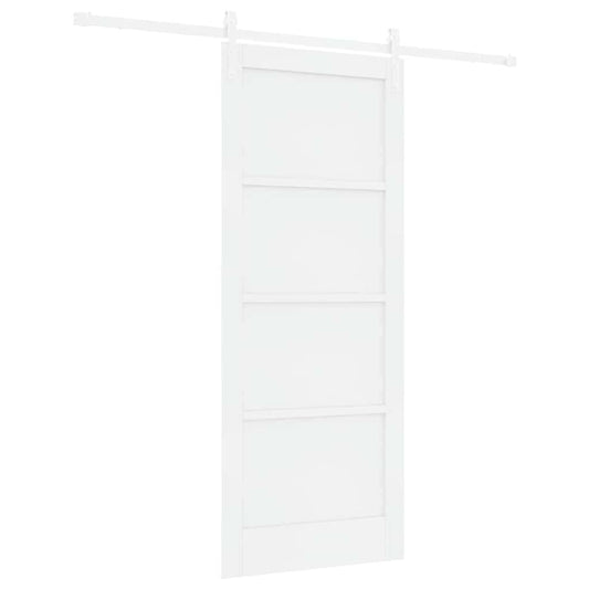 Schiebetür Weiß 83 x 202 cm Massives Kiefernholz und Stahl
