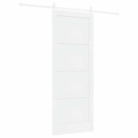 Schiebetür Weiß 83 x 211 cm Massives Kiefernholz und Stahl
