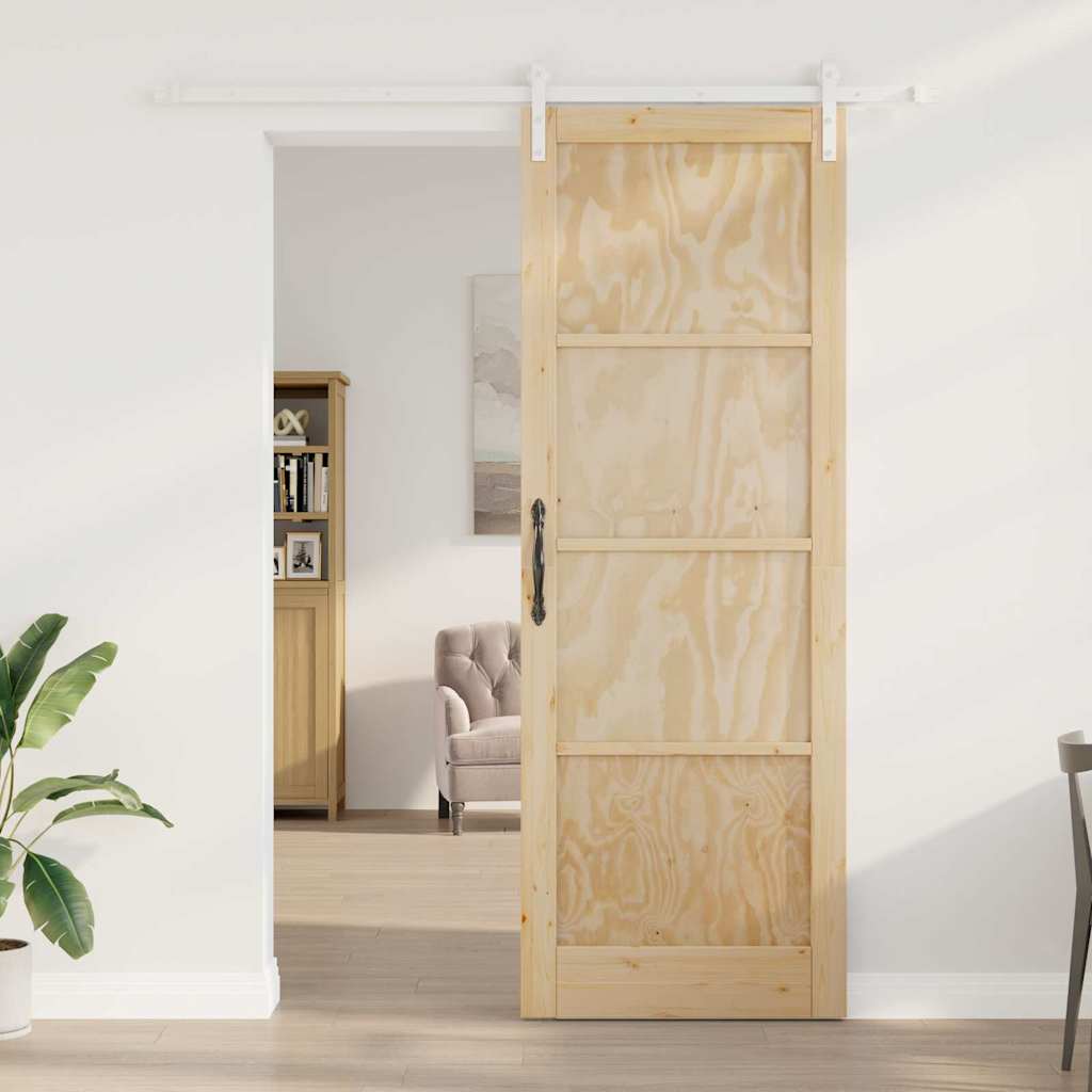 Schiebetür Manuell Natur und Weiß 83 x 232 cm