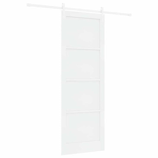 Schiebetür Weiß 83 x 232 cm Massives Kiefernholz und Stahl