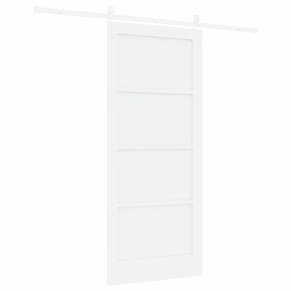 Schiebetür Weiß 86 x 198.5 cm Massives Kiefernholz und Stahl
