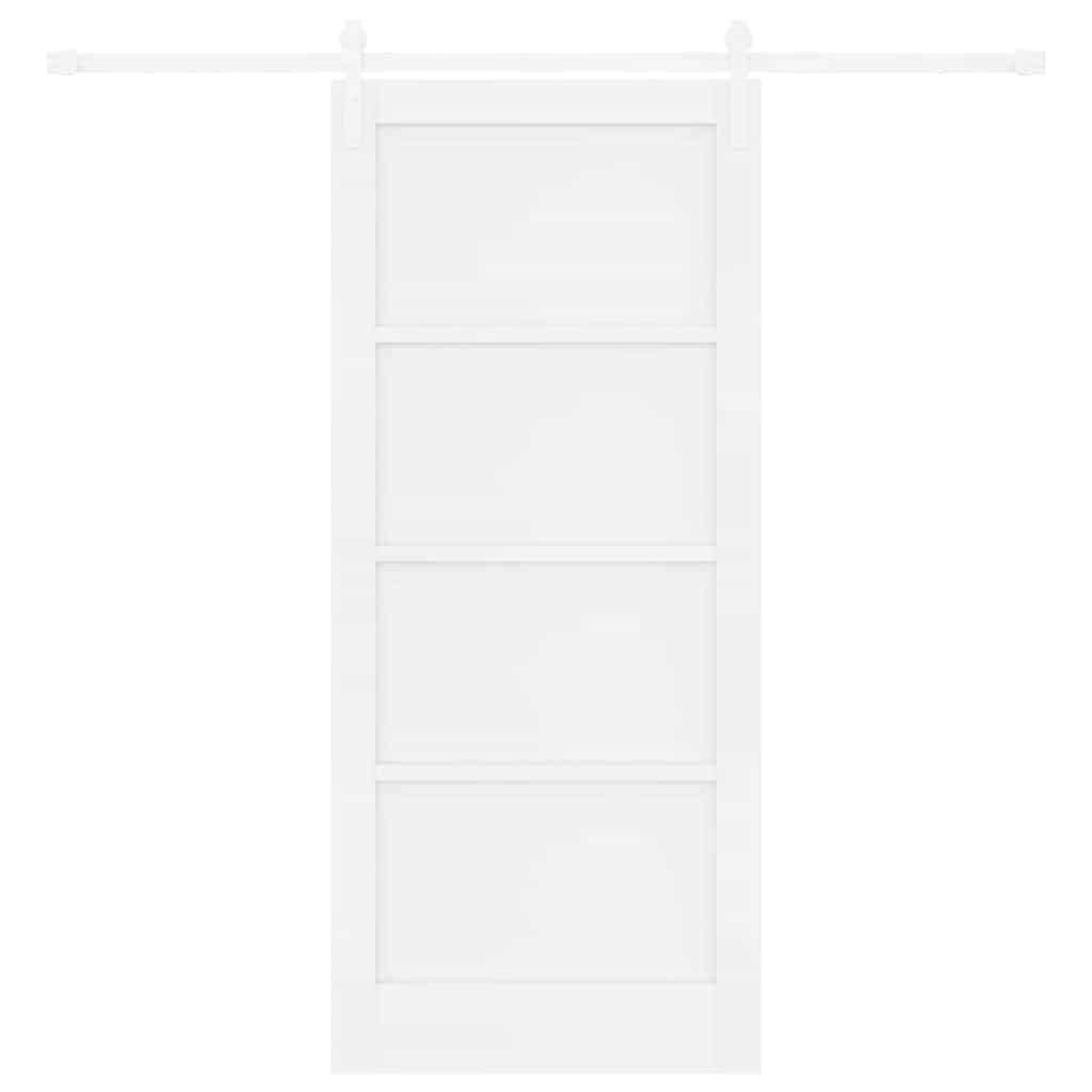 Schiebetür Weiß 86 x 198.5 cm Massives Kiefernholz und Stahl
