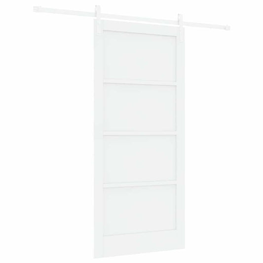 Schiebetür Weiß 93 x 202 cm Massives Kiefernholz und Stahl
