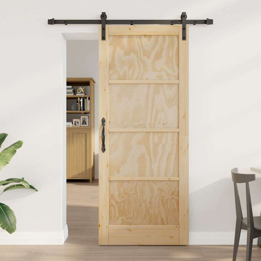 Schiebetür Natur und Schwarz 83 x 202 cm