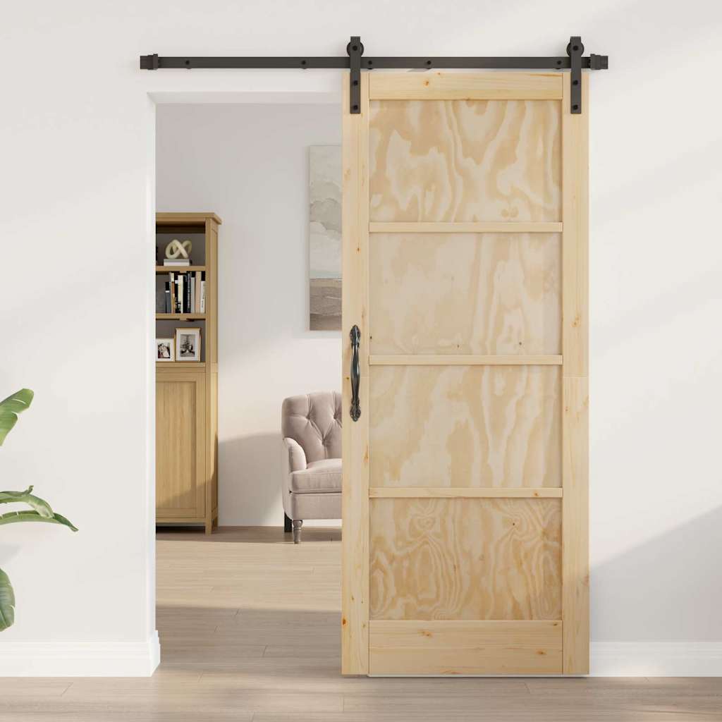 Schiebetür Natur und Schwarz 83 x 202 cm
